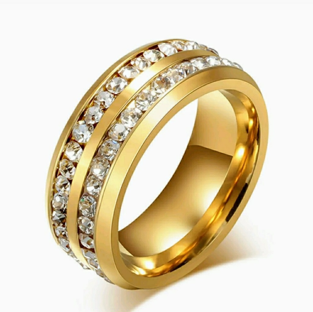 14kt Gold Titanium Natural Zircon unisex ring